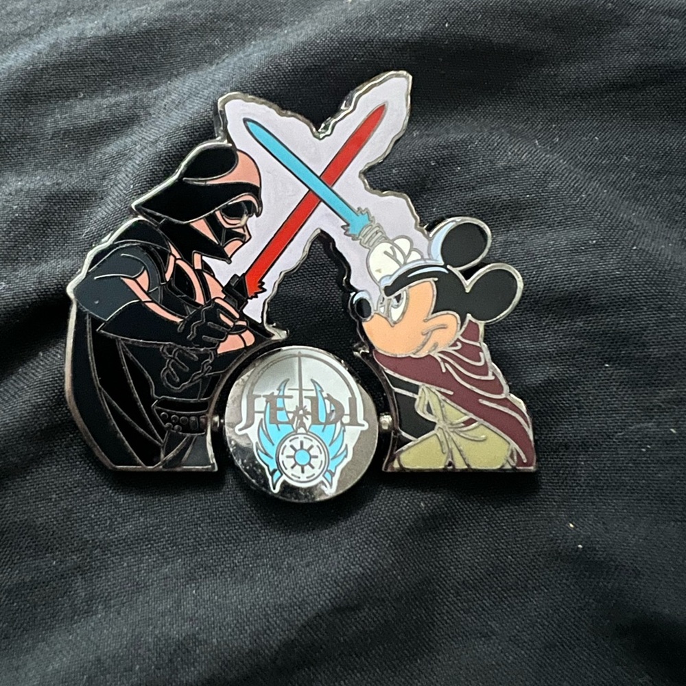 Disney Black Red Blue Mickey vs Sith Lightsaber Enamel Pin